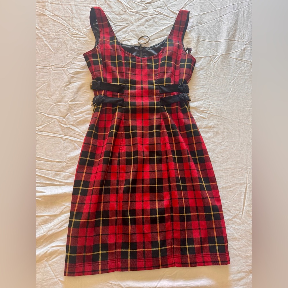 MINT COND BETSEY JOHNSON COLLECTION TARTAN MINI ZIP FRONT PUNK DRESS SZ 6 - Picture 6 of 8